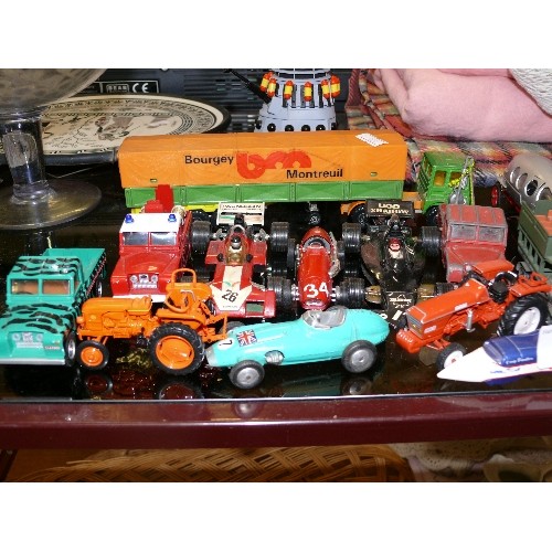 350 - COLLECTION OF VARIOUS CARS, TRACTORS AND LORRIES PLUS A DALEK.