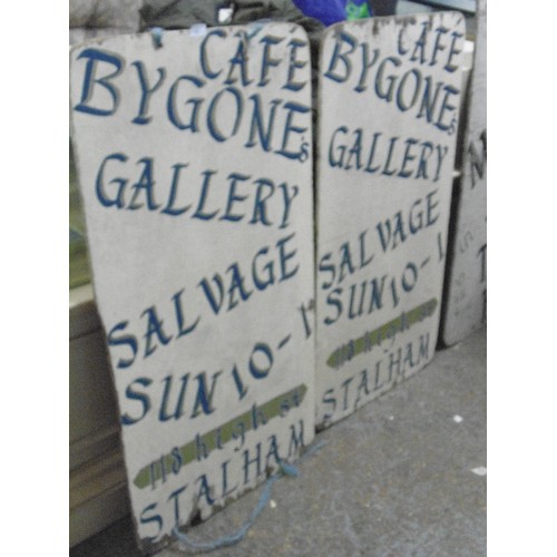 364 - PAIR OF LARGE BYGONE CAFE SIGN BOARDS APPROX 4FT.