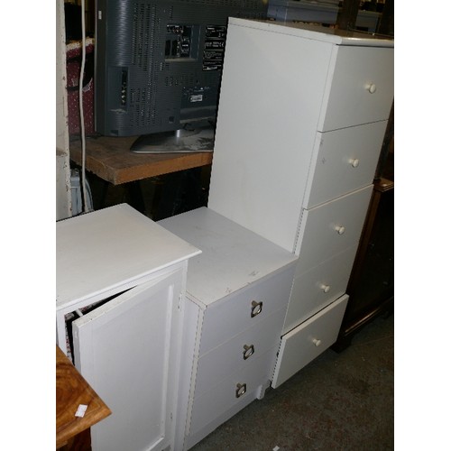 439 - THREE WHITE CUPBOARDS/DRAWERS