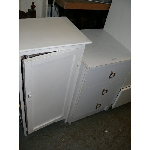 439 - THREE WHITE CUPBOARDS/DRAWERS