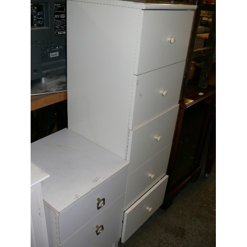 439 - THREE WHITE CUPBOARDS/DRAWERS