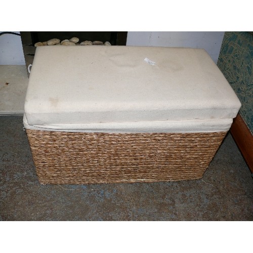 469 - WICKER OTTOMAN WITH PADDED SEAT