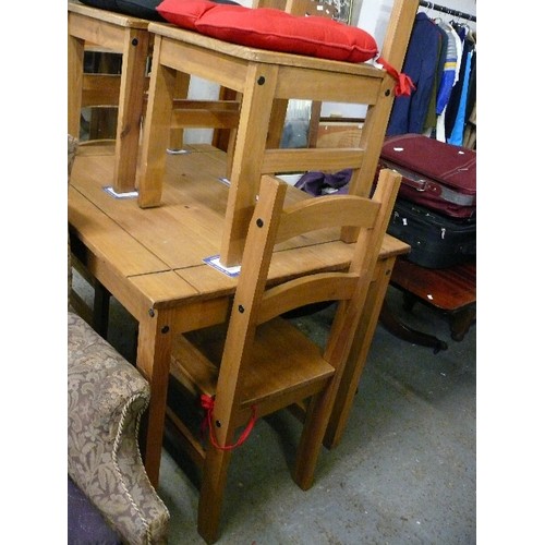 488 - MEXICAN PINE DINING TABLE AND FOUR CHAIRS