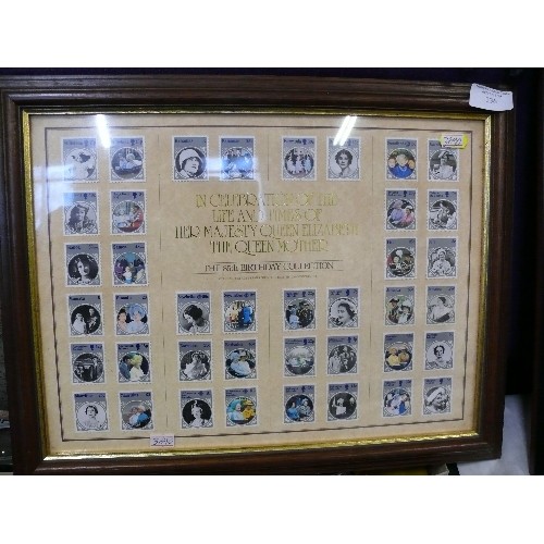 136 - A FRAMED AND GLAZED SET OF RULE BRITANNIA BATTLE OF TRAFALGAR STAMPS PLUS A FUTHER FRAMED AND GLAZED... 