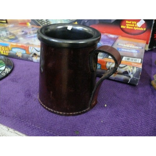 130 - VINTAGE LEATHER CASED TANKARD