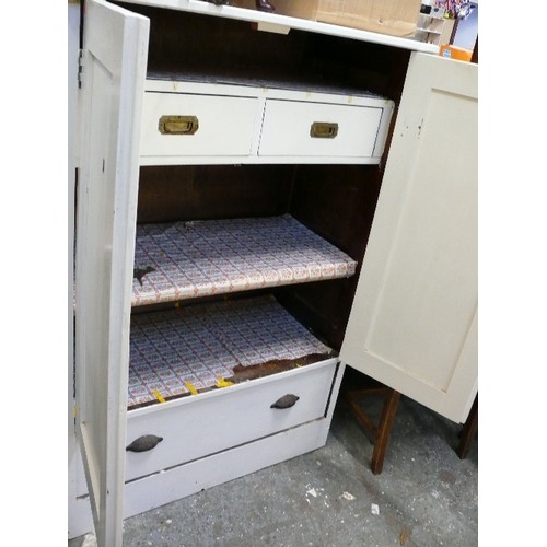 452 - VINTAGE WOODEN CABINET WITH FITTED INTERIOR.