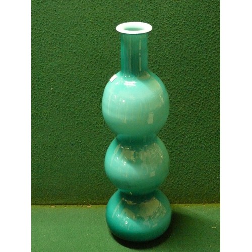 63 - DECORATIVE GREEN/BLUE GLASS VASE