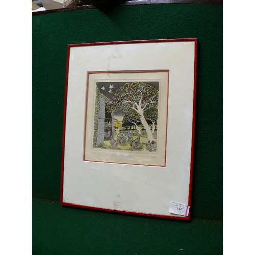 76 - FRAMED AND GLAZED LIMITED EDITION PRINT 'CHICKEN ORCHARDS' SIGNED.