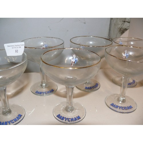 81 - SET OF SIX BABYCHAM ADVERTISING GLASSES