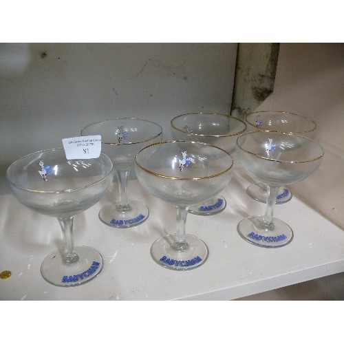 81 - SET OF SIX BABYCHAM ADVERTISING GLASSES