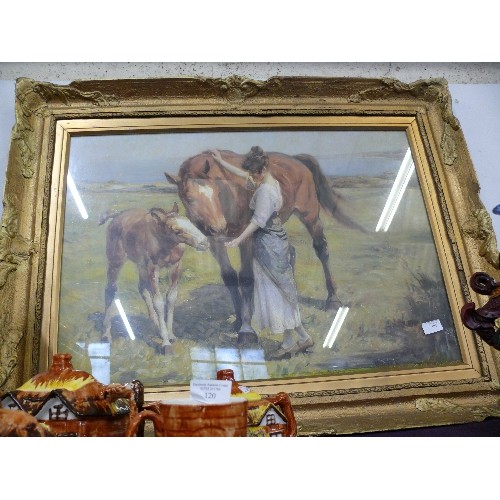 104 - LARGE HORSE PRINT IN GILT FRAME