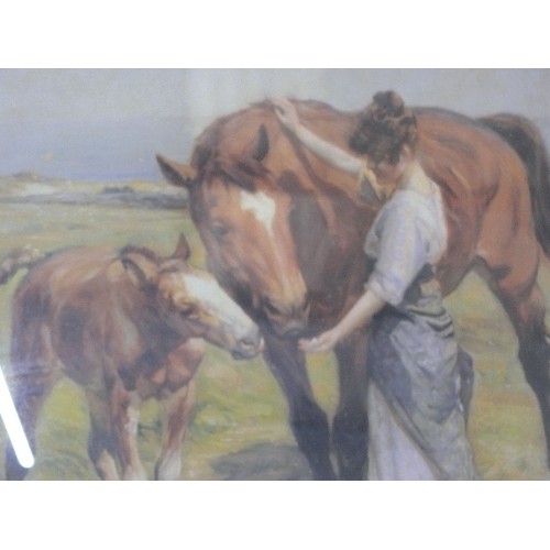 104 - LARGE HORSE PRINT IN GILT FRAME