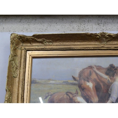 104 - LARGE HORSE PRINT IN GILT FRAME