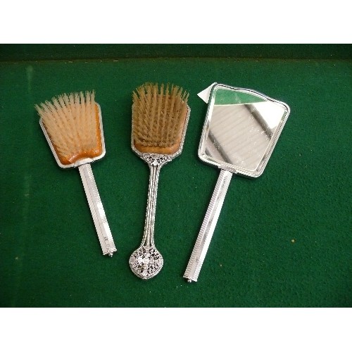 142 - DRESSING TABLE MIRROR AND BRUSHES