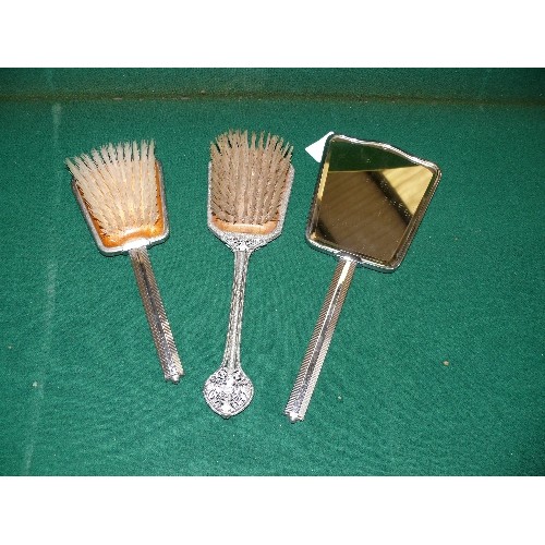 142 - DRESSING TABLE MIRROR AND BRUSHES