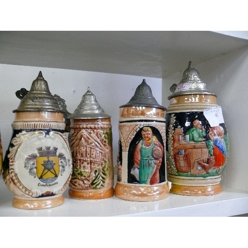 91 - COLLECTION OF VARIOUS STEINS AND TANKARDS