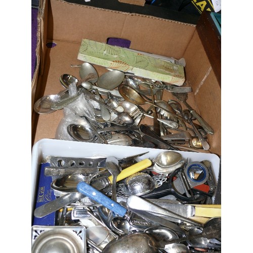 127 - LARGE BOX OF MIXED CUTLERY