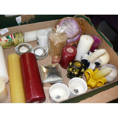 196 - LARGE BOX OF NICE, DECORATIVE CANDLES.