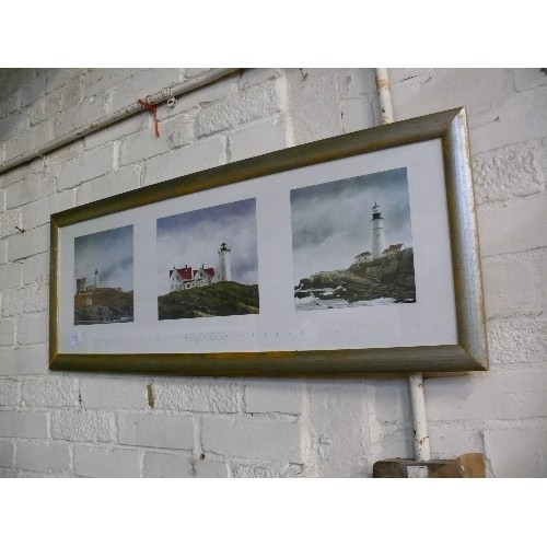 178 - FRAMED AND GLAZED PRINT OF LIGHTHOUSES BY DOUG BREGA.