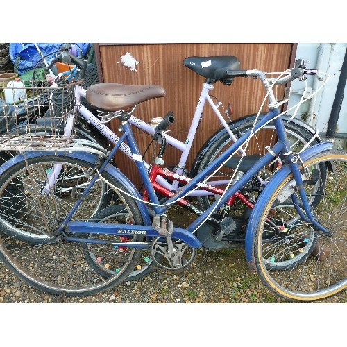 308 - LADIES BIKE IN LILAC WITH LOCK PLUS A CHILDS BIKE AND A GENTS BIKE SPARES OR REPAIRS.