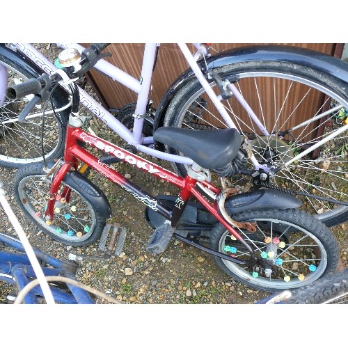 308 - LADIES BIKE IN LILAC WITH LOCK PLUS A CHILDS BIKE AND A GENTS BIKE SPARES OR REPAIRS.