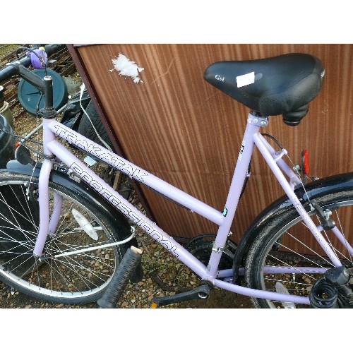 308 - LADIES BIKE IN LILAC WITH LOCK PLUS A CHILDS BIKE AND A GENTS BIKE SPARES OR REPAIRS.