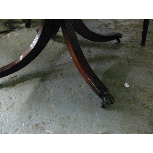 350 - LARGE COFFEE TABLE WITH CLAW FEET, ON CASTORS.