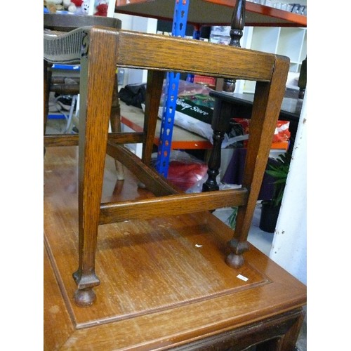 357 - VINTAGE WOODEN STOOL WITH CANEWORK SEAT.