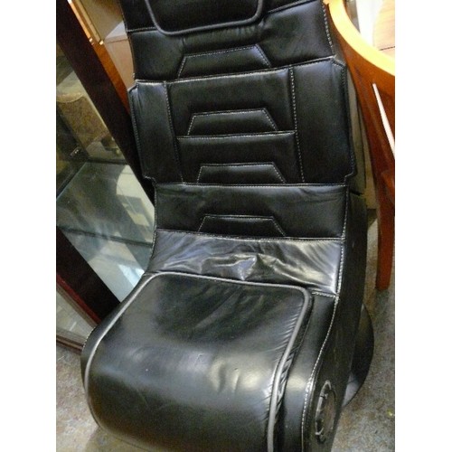 364 - BLACK LEATHER GAMING CHAIR