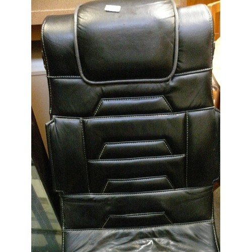 364 - BLACK LEATHER GAMING CHAIR