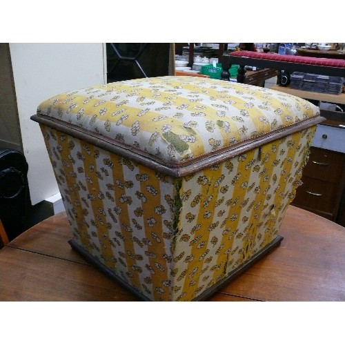 392 - LARGE VINTAGE UPHOLSTERED STORAGE STOOL