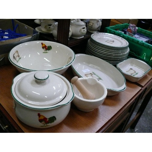 212 - CLOVERLEAF ENGLISH POTTERY -  HUGE QUANTITY FARM ANIMAL COLLECTION, PLATES, CUPS, SERVING DISHES, CA... 