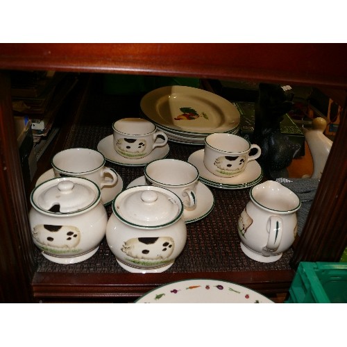 212 - CLOVERLEAF ENGLISH POTTERY -  HUGE QUANTITY FARM ANIMAL COLLECTION, PLATES, CUPS, SERVING DISHES, CA... 