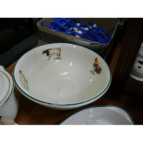 212 - CLOVERLEAF ENGLISH POTTERY -  HUGE QUANTITY FARM ANIMAL COLLECTION, PLATES, CUPS, SERVING DISHES, CA... 