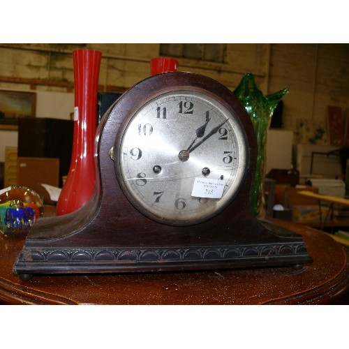 215 - NAPOLEON HAT MANTLE CLOCK (CRACKED BEZEL).