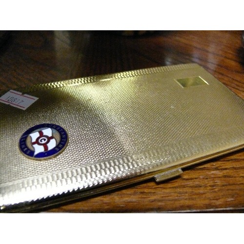 245 - GOLD PLATED CIGARETTE CASE WITH  CONSTANTINE LINES BADGE