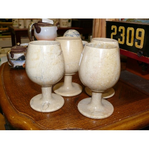 246 - FOUR MARBLE/ONYX GOBLETS