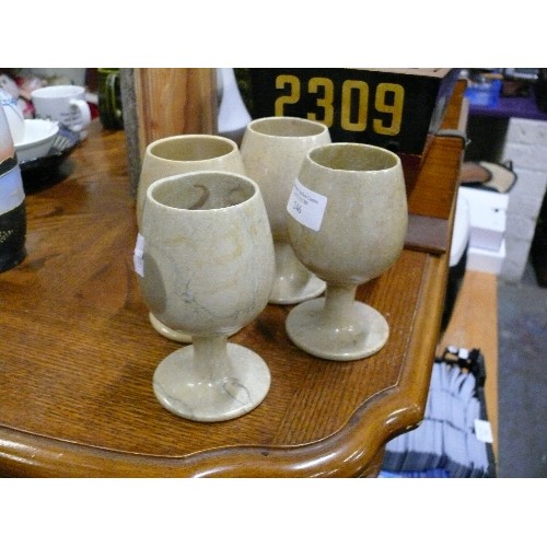 246 - FOUR MARBLE/ONYX GOBLETS