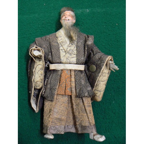 262 - ANTIQUE CHINESE DOLL, THOUGHT TO BE QING DYNASTY CHAOZHOU OPERA THEATRE PUPPET DOLL- 19CM HIGH.