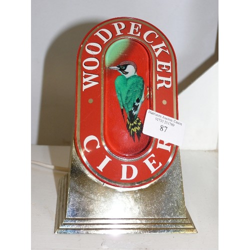 87 - WOODPECKER CIDER BEER PUMP LIGHT SIGN