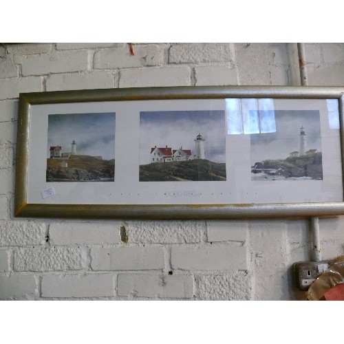 173 - FRAMED AND GLAZED PRINT OF LIGHTHOUSES BY DOUG BREGA.