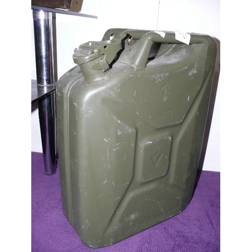 138 - MILITARY GREEN JERRY CAN WITH BROAD ARROW.