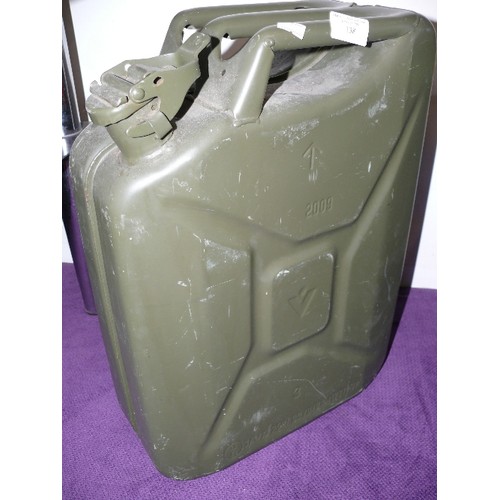 138 - MILITARY GREEN JERRY CAN WITH BROAD ARROW.