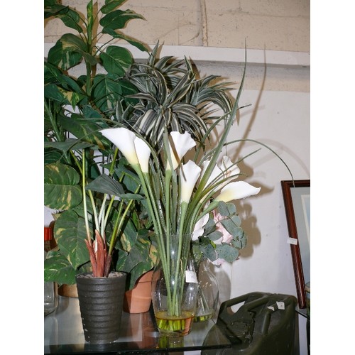 142 - LARGE SELECTION OF MIXED DECORATIVE ARTIFICIAL HOUSEPLANTS.