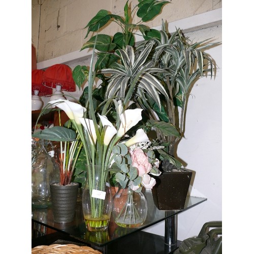 142 - LARGE SELECTION OF MIXED DECORATIVE ARTIFICIAL HOUSEPLANTS.