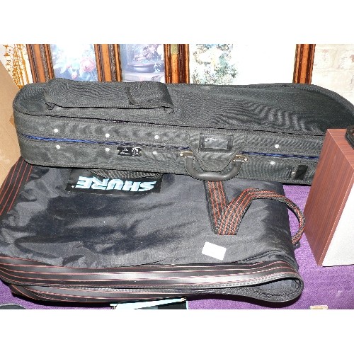 181 - A KEYBOARD CASE BY SHURE AND A VIOLIN CASE.