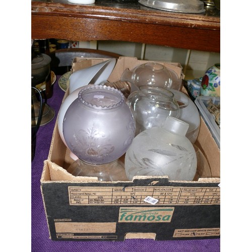 190 - LARGE QUANTITY OF GLASS OIL LAMPSHADES