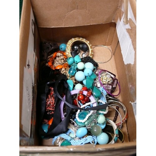 127 - BOX OF VARIOUS COSTUME JEWELLERY