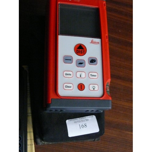 168 - DISTOLITE LASER LEVEL IN ITS CASE AND A PROMEASURE MEASUREMENT COMPUTER.