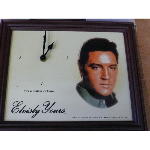 196 - LARGE ELVIS COLLECTION INCLUDING GOLD DISC MOUNTED FRAME AND PICTURE, SET OF FOUR COASTERS, ELVIS CL... 